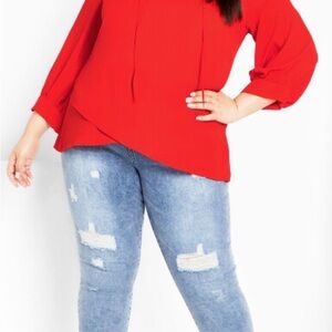 City Chic Vibrant Red Blouse
